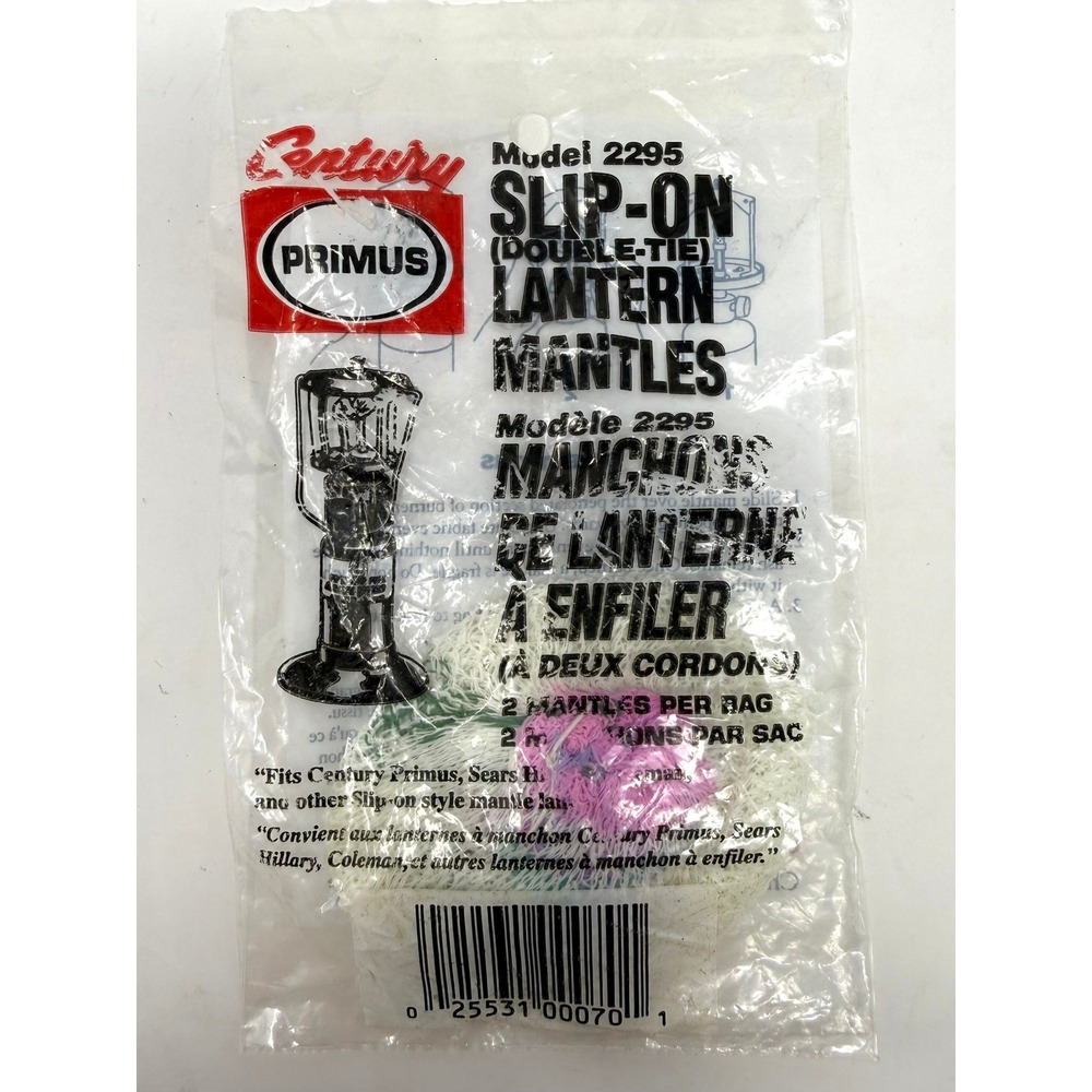 Century Primus Model 2295 Slip-On Double-Tie Lantern Mantles 2 Pack New